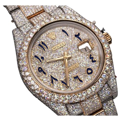 rolex watch iced out|iced out rolex arabic dial.